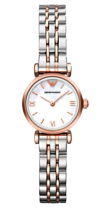Emporio Armani Gianni Mother of Pearl Dial Two Tone Steel Strap Watch For Women - AR1764 Authentic Buy Shop Now
