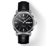 Tissot Automatics III Day Date Black Dial Black Leather Strap Watch For Men - T065.430.16.051.00 Authentic Buy Shop Now