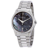 Gucci G Timeless Diamonds Mother of Pearl Blue Dial Silver Steel Strap Unisex Watch - YA126458 Authentic Buy Shop Now