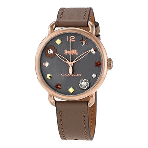 Coach Delancey Grey Dial Grey Leather Strap Watch For Women - 14502797 Authentic Buy Shop Now