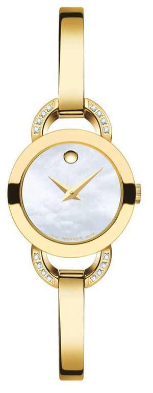 Movado Rondiro Mother of Pearl Dial Gold Steel Strap Watch For Women - 0606889 Authentic Buy Shop Now
