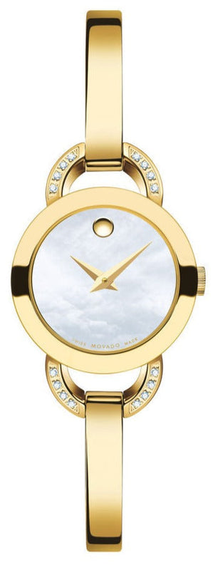 Movado Rondiro Mother of Pearl Dial Gold Steel Strap Watch For Women - 0606889 Authentic Buy Shop Now