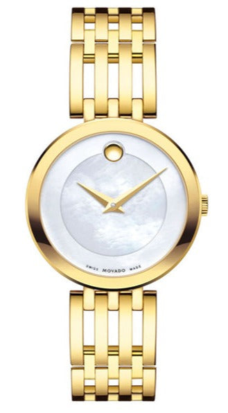 Movado Esperanza 28mm Mother of Pearl Dial Gold Steel Strap Watch For Women - 0607054 Authentic Buy Shop Now