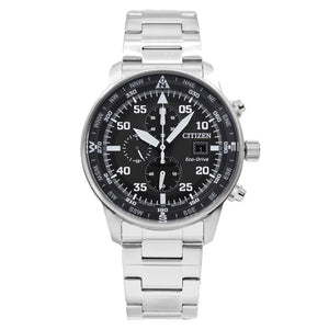 Citizen Eco Drive Chronograph Black Dial Silver Steel Strap Watch For Men - CA0690-88E Authentic Buy Shop Now