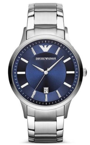 Emporio Armani Renato Blue Dial Silver Steel Strap Watch For Men - AR2477 Authentic Buy Shop Now