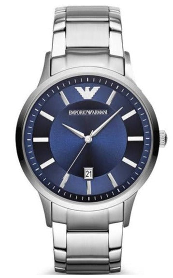 Emporio Armani Renato Blue Dial Silver Steel Strap Watch For Men - AR2477 Authentic Buy Shop Now