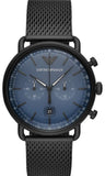 Emporio Armani Aviator Chronograph Blue Dial Black Mesh Bracelet Watch For Men - AR11201 Authentic Buy Shop Now