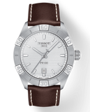 Tissot PR 100 Sport Silver Dial Brown Leather Strap Watch For Men - T101.610.16.031.00 Authentic Buy Shop Now