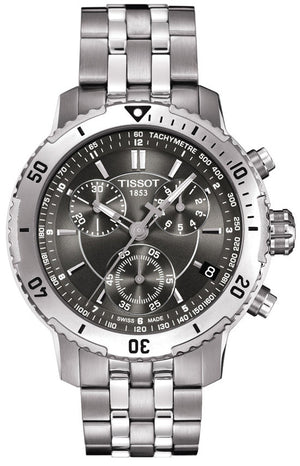 Tissot PRS 200 Grey Dial Chronograph Grey Dial Silver Steel Strap Watch For Men - T067.417.11.051.00 Authentic Buy Shop Now