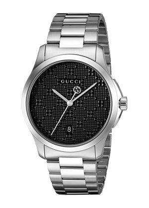 Gucci G Timeless Quartz Stainless Steel Black Dial 27mm Watch For Men - YA126522 Authentic Buy Shop Now