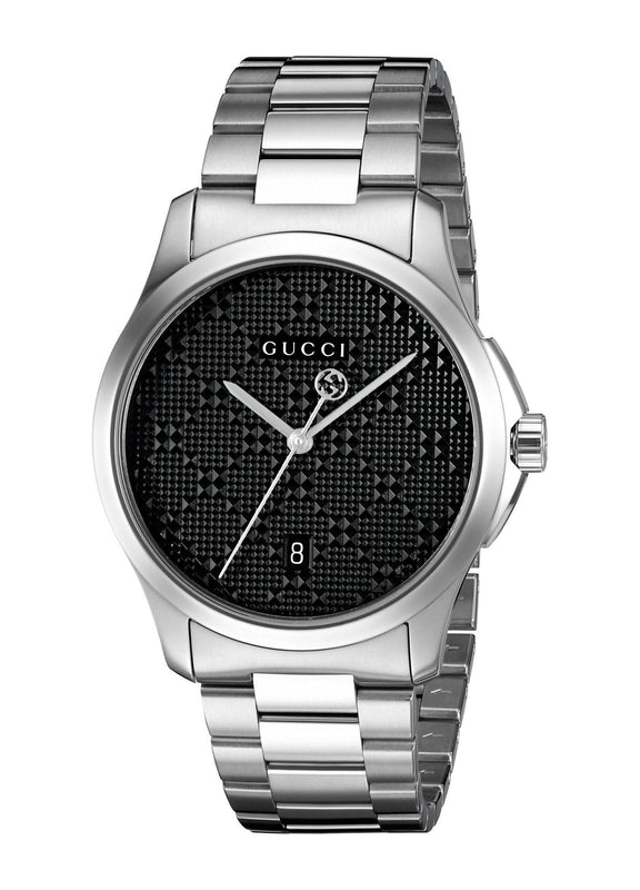 Gucci G Timeless Quartz Stainless Steel Black Dial 27mm Watch For Men - YA126522 Authentic Buy Shop Now