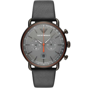 Emporio Armani Aviator Grey Dial Grey Leather Strap Watch For Men - AR11168 Authentic Buy Shop Now