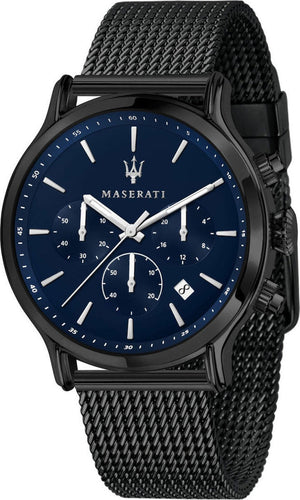 Maserati Epoca Black Edition Blue Dial Black Mesh Bracelet Watch For Men - R8873618008 Authentic Buy Shop Now