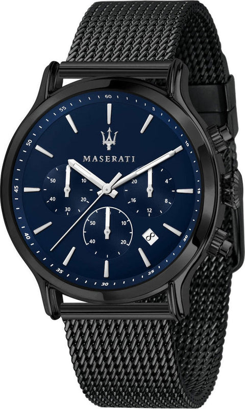 Maserati Epoca Black Edition Blue Dial Black Mesh Bracelet Watch For Men - R8873618008 Authentic Buy Shop Now