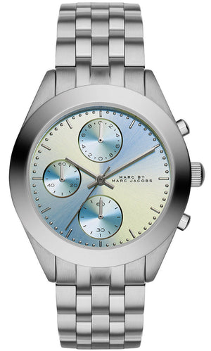 Marc Jacobs Peeker Chronograph Silver Dial Silver Steel Strap Watch for Women - MBM3371 Authentic Buy Shop Now