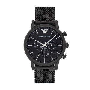 Emporio Armani Sport Chronograph Black Dial Black Mesh Bracelet Watch For Men - AR1968 Authentic Buy Shop Now