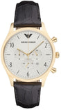 Emporio Armani Classic Chronograph White Dial Black Leather Strap Watch For Men - AR1892 Authentic Buy Shop Now