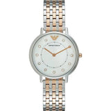 Emporio Armani Gianni T Bar Mother of Pearl Dial Two Tone Steel Strap Watch For Women - AR2508 Authentic Buy Shop Now