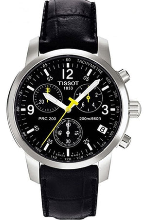 Tissot T Race PRC 200 Chronograph Quartz Black Dial Black Leather Strap Watch for Men - T17.1.526.52 Authentic Buy Shop Now