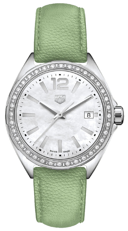 Tag Heuer Formula 1 Quartz Diamonds Mother of Pearl Dial Green Leather Strap Watch for Women - WBJ131A.FC8249 Authentic Buy Shop Now
