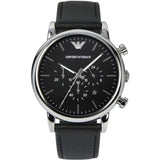 Emporio Armani Luigi Chronograph Black Dial Black Leather Watch For Men - AR1828 Authentic Buy Shop Now