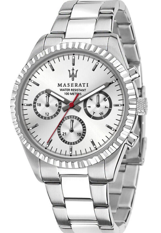 Maserati Competizione Silver Dial Silver Steel Strap Watch For Men - R8853100018 Authentic Buy Shop Now