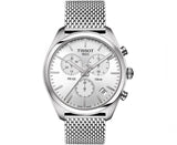 Tissot PR 100 Chronograph White Dial Silver Mesh Bracelet Watch For Men - T101.417.11.031.02 Authentic Buy Shop Now