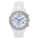Emporio Armani Ceramica Chronograph White Dial White Ceramic Strap Watch For Women - AR1456 Authentic Buy Shop Now