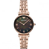 Emporio Armani Gianni T-Bar Black Dial Rose Gold Strap Watch For Women - AR11145 Authentic Buy Shop Now