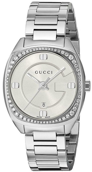 Gucci GG2570 Diamonds White Dial Silver Steel Strap Watch For Women - YA142506 Authentic Buy Shop Now