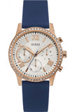 Guess Solar White Rose Gold Dial Blue Rubber Strap Watch For Women - W1135L3 Authentic Buy Shop Now