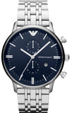Emporio Armani Gianni Chronograph Blue Dial Silver Steel Strap Watch For Men - AR80013 Authentic Buy Shop Now