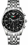 Emporio Armani Team Italia Chronograph Black Dial Silver Steel Strap Watch For Men - AR5983 Authentic Buy Shop Now