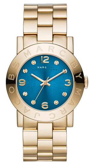 Marc Jacobs Amy Blue Dial Gold Steel Strap Watch for Women - MBM3303 Authentic Buy Shop Now