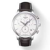 Tissot T Classic Tradition Chronograph White Dial Brown Leather Strap Watch For Men - T063.617.16.037.00 Authentic Buy Shop Now