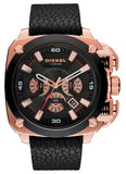 Diesel BAMF Chronograph Black Dial Black Leather Strap Watch For Men - DZ7346 Authentic Buy Shop Now