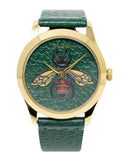 Gucci G Timeless Bee Green Dial Green Leather Strap Watch For Women - YA1264065 Authentic Buy Shop Now