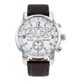 Tissot T Race PRC 200 Chronograph White Dial Brown Leather Strap Watch for Men - T17.1.516.32 Authentic Buy Shop Now
