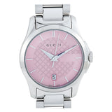 Gucci G Timeless Pink Dial Silver Steel Strap Watch For Women - YA126524 Authentic Buy Shop Now