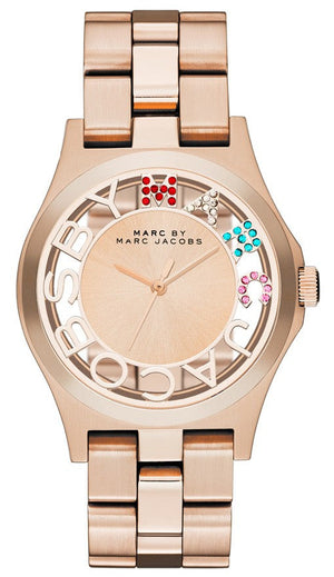 Marc Jacobs Henry Skeleton Rose Gold Dial Rose Gold Steel Strap Watch for Women - MBM3264 Authentic Buy Shop Now