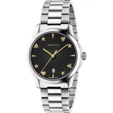 Gucci G Timeless Black Dial Silver Steel Strap Watch For Women - YA1264029 Authentic Buy Shop Now