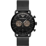 Emporio Armani Aviator Black Dial Black Mesh Bracelet Watch For Men - AR11142 Authentic Buy Shop Now