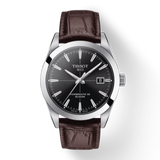 Tissot Gentleman Powermatic 80 Silicium Black Dial Brown Leather Strap Watch For Men - T127.407.16.051.01 Authentic Buy Shop Now