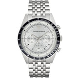 Emporio Armani Sportivo Chronograph Silver Dial Silver Steel Strap Watch For Men - AR6073 Authentic Buy Shop Now