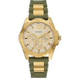 Guess Interpid 2 Golden Dial Two Tone Silicon Strap Watch For Women - W0325L5 Authentic Buy Shop Now