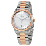 Gucci G Timeless Silver Dial Two Tone Steel Strap Watch For Men - YA126447 Authentic Buy Shop Now