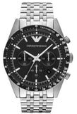 Emporio Armani Tazio Chronograph Black Dial Silver Steel Strap Watch For Men - AR5988 Authentic Buy Shop Now