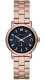 Marc Jacobs Baker Navy Blue Dial Rose Gold Steel Strap Watch for Women - MBM3332 Authentic Buy Shop Now