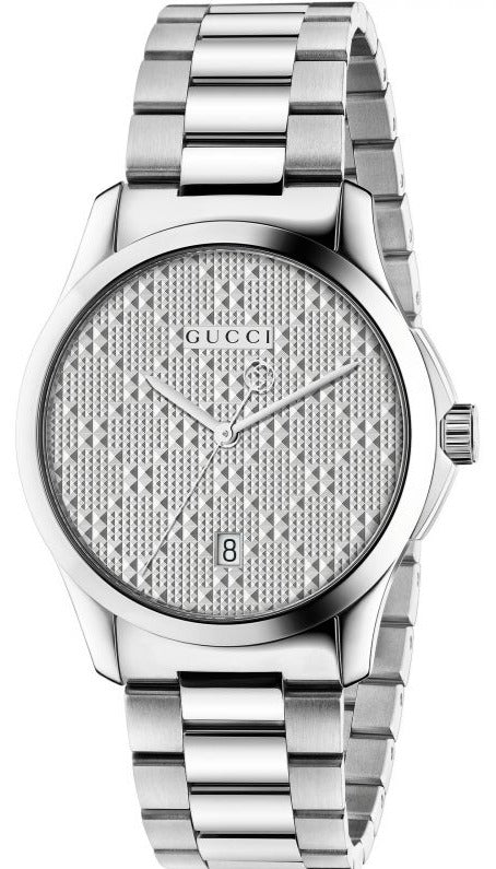 Gucci G Timeless Silver Dial Silver Steel Strap Watch For Women - YA126551 Authentic Buy Shop Now