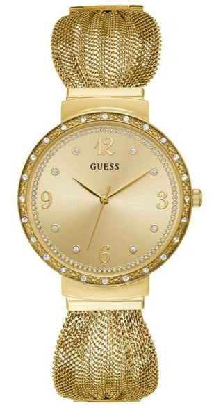 Guess Chiffon Gold Dial Gold Mesh Bracelet Watch For Women - W1083L2 Authentic Buy Shop Now